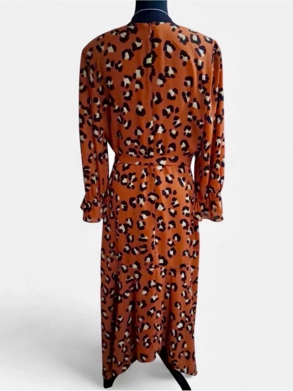 Leopard Print Rust Wrap High-Low Dress - Picture 4 of 7